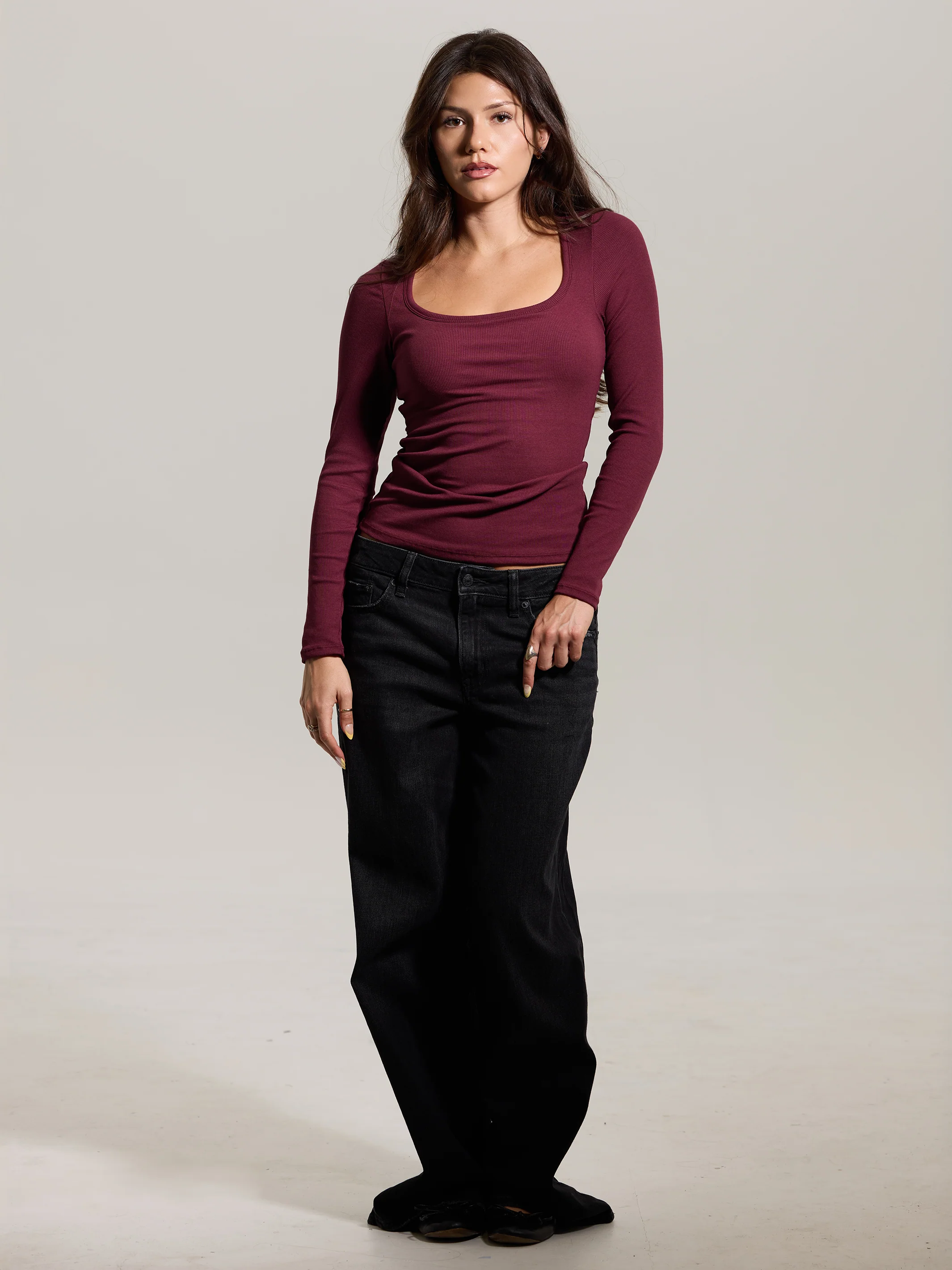 Bamboo Long Sleeve Scoop Neck Brami (Full Length) - Image 14