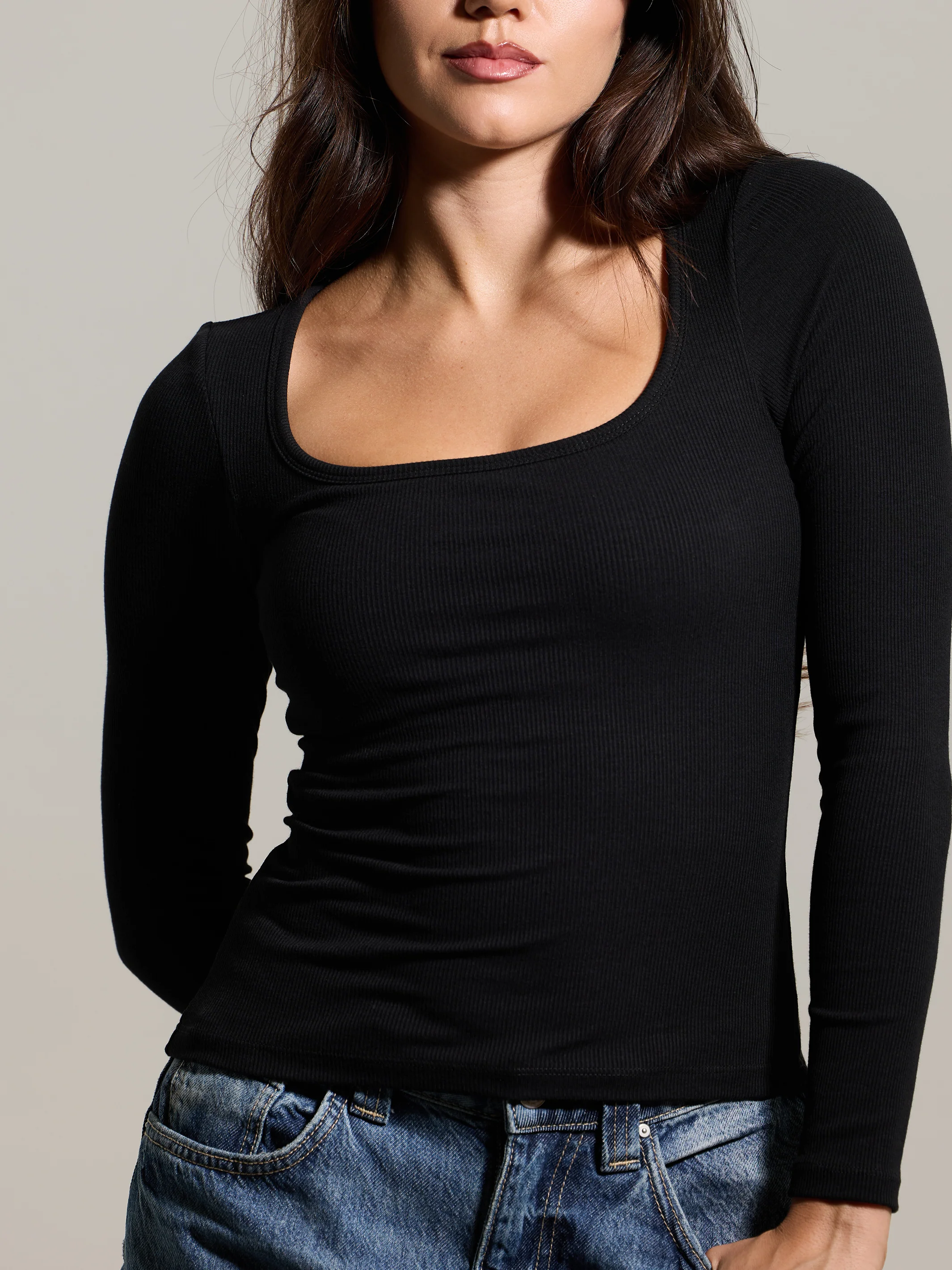 Bamboo Long Sleeve Scoop Neck Brami (Full Length) - Image 15