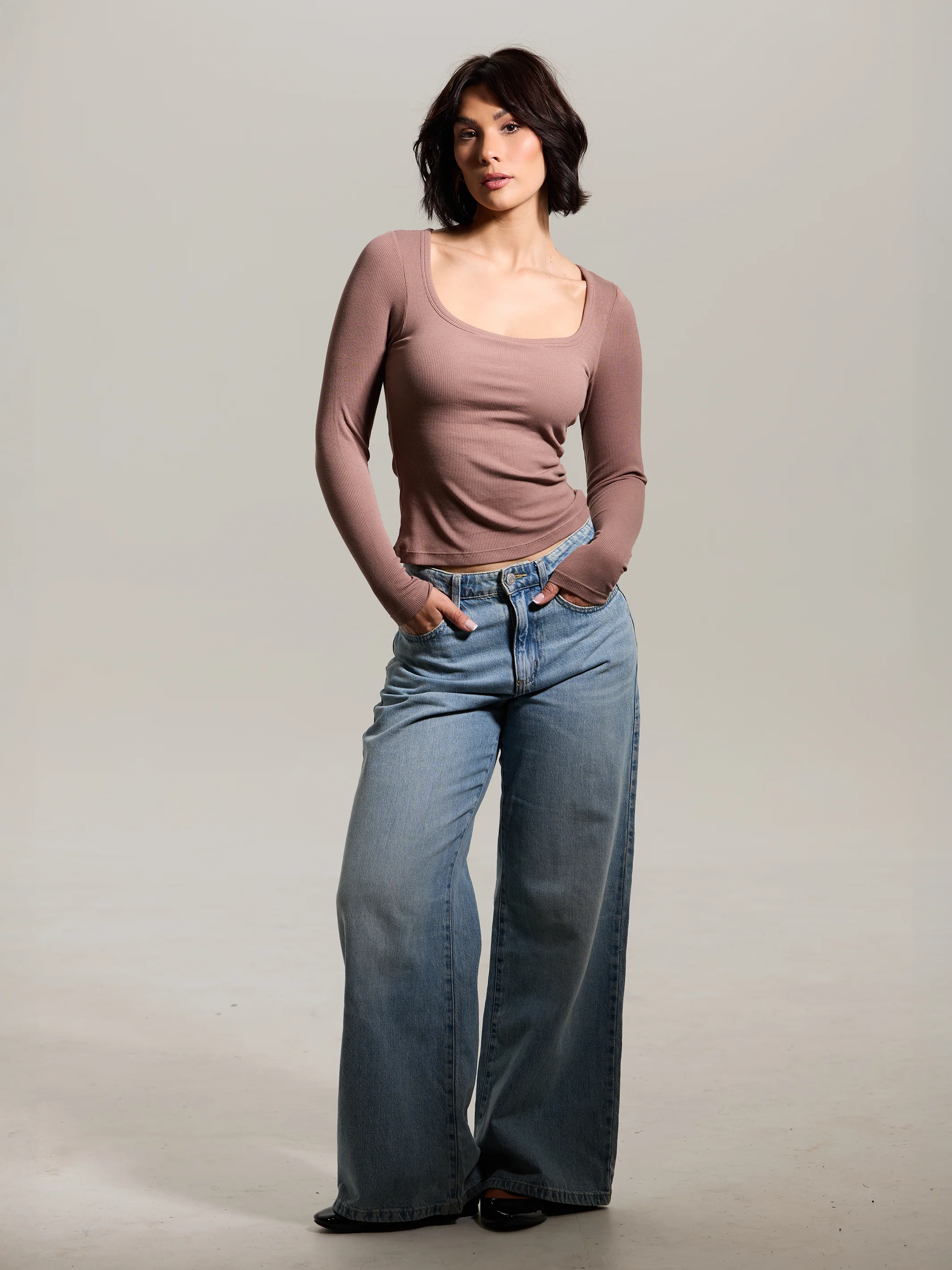 Bamboo Long Sleeve Scoop Neck Brami (Full Length) - Image 5