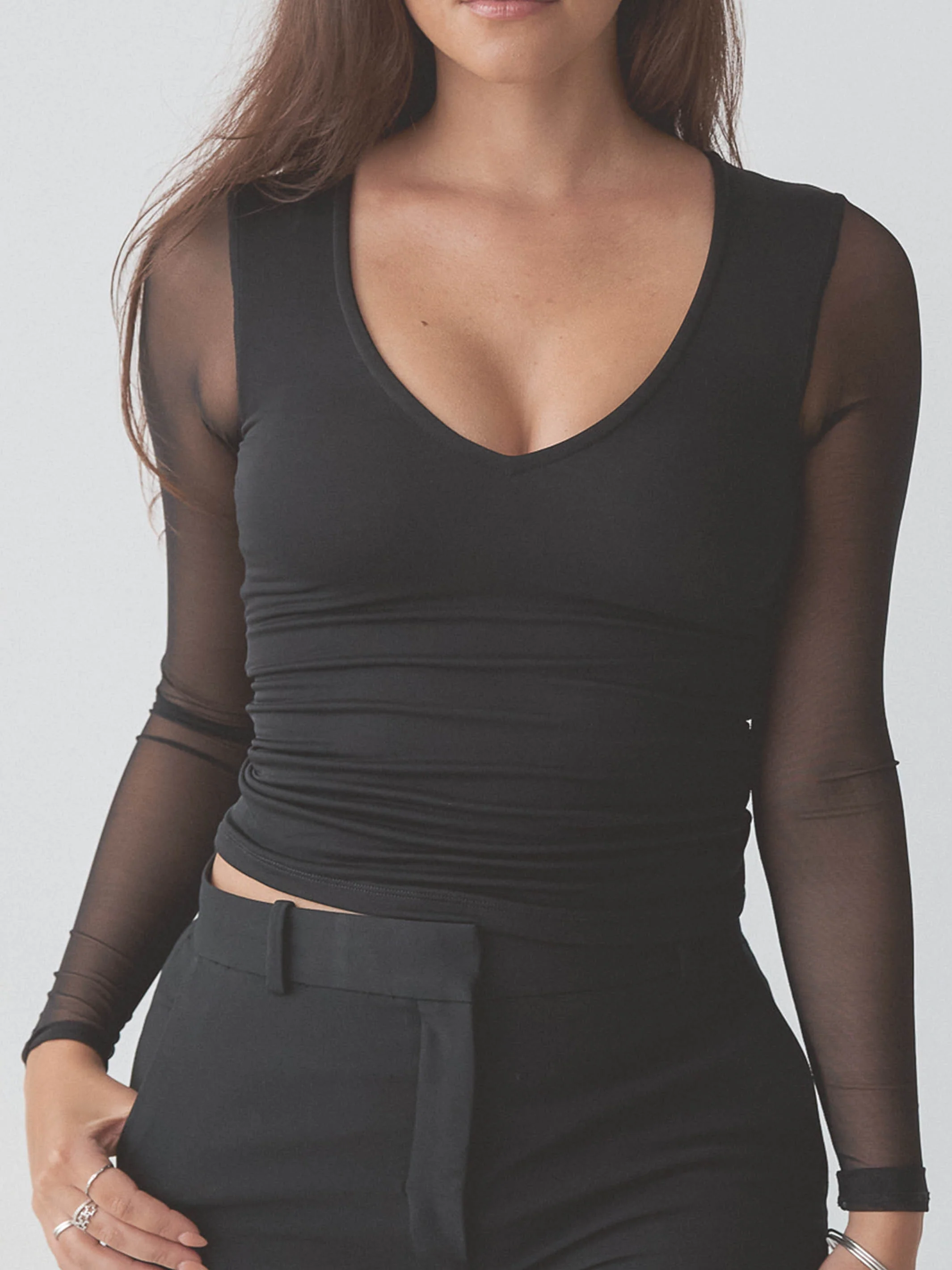 Braless Mesh Back Long Sleeve Brami - Image 11