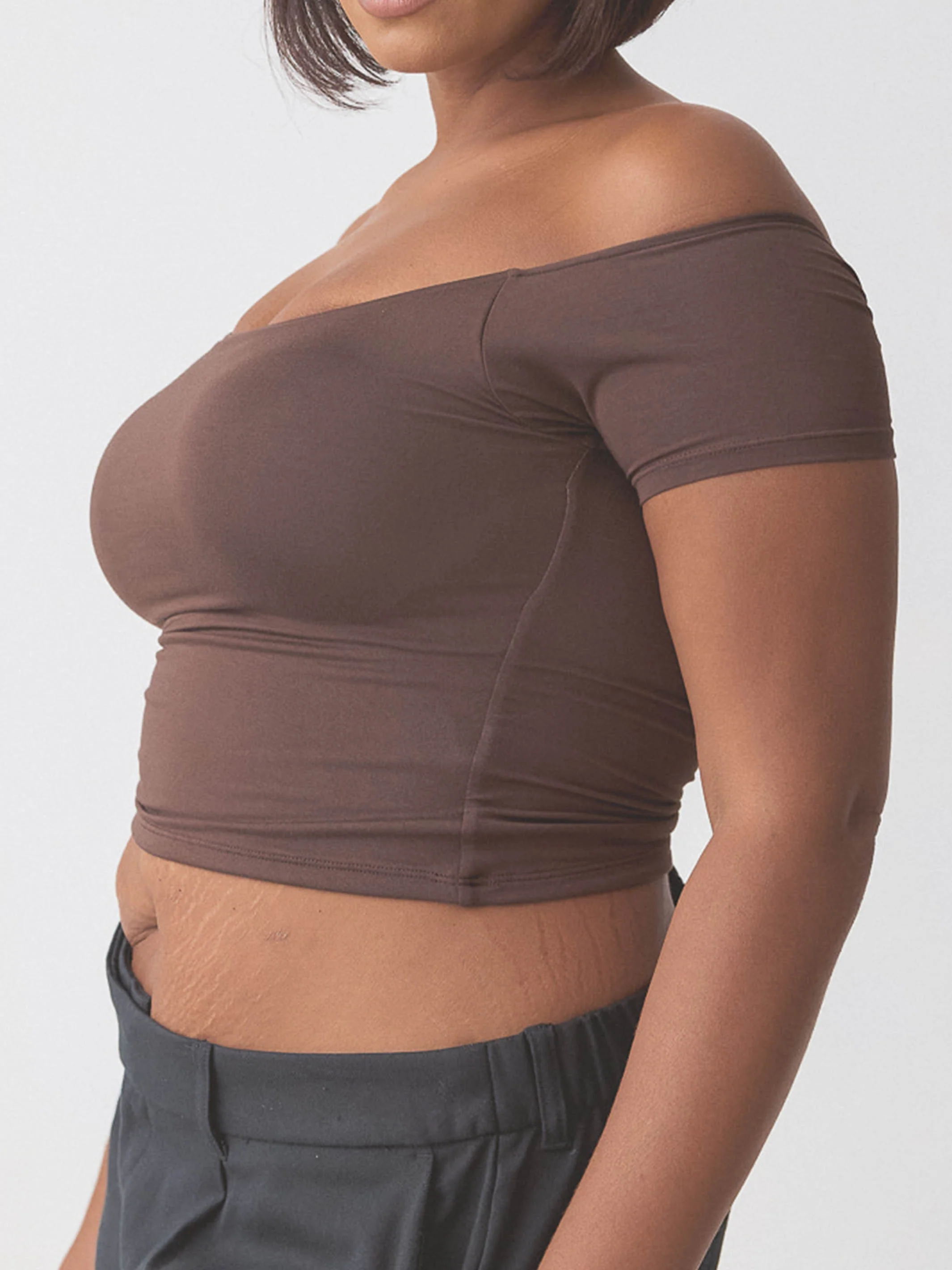 Braless Off The Shoulder Short Sleeve Brami - Image 11