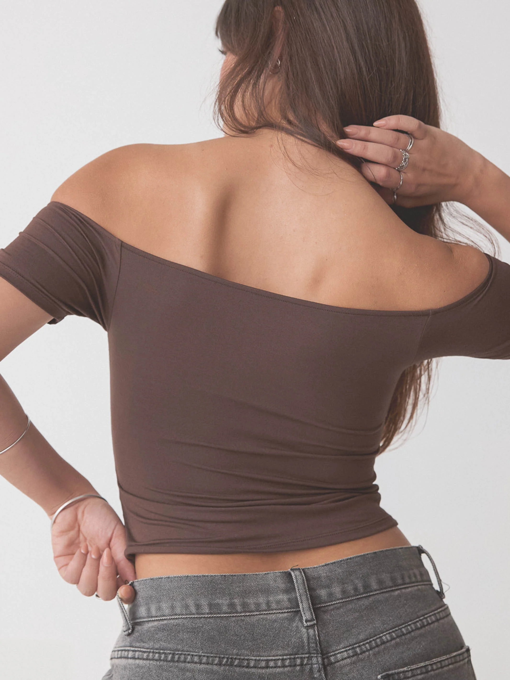 Braless Off The Shoulder Short Sleeve Brami - Image 14