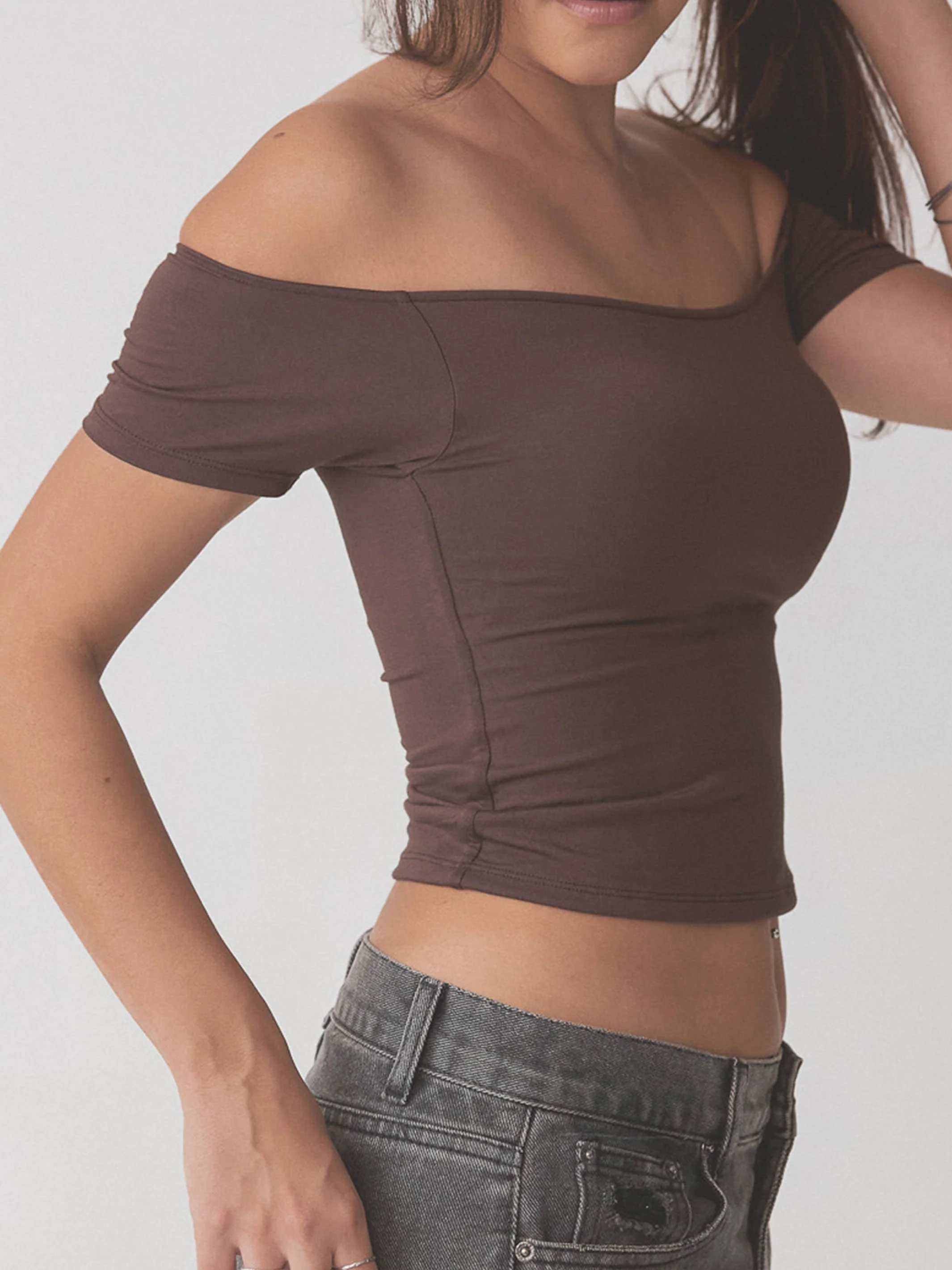 Braless Off The Shoulder Short Sleeve Brami - Image 15