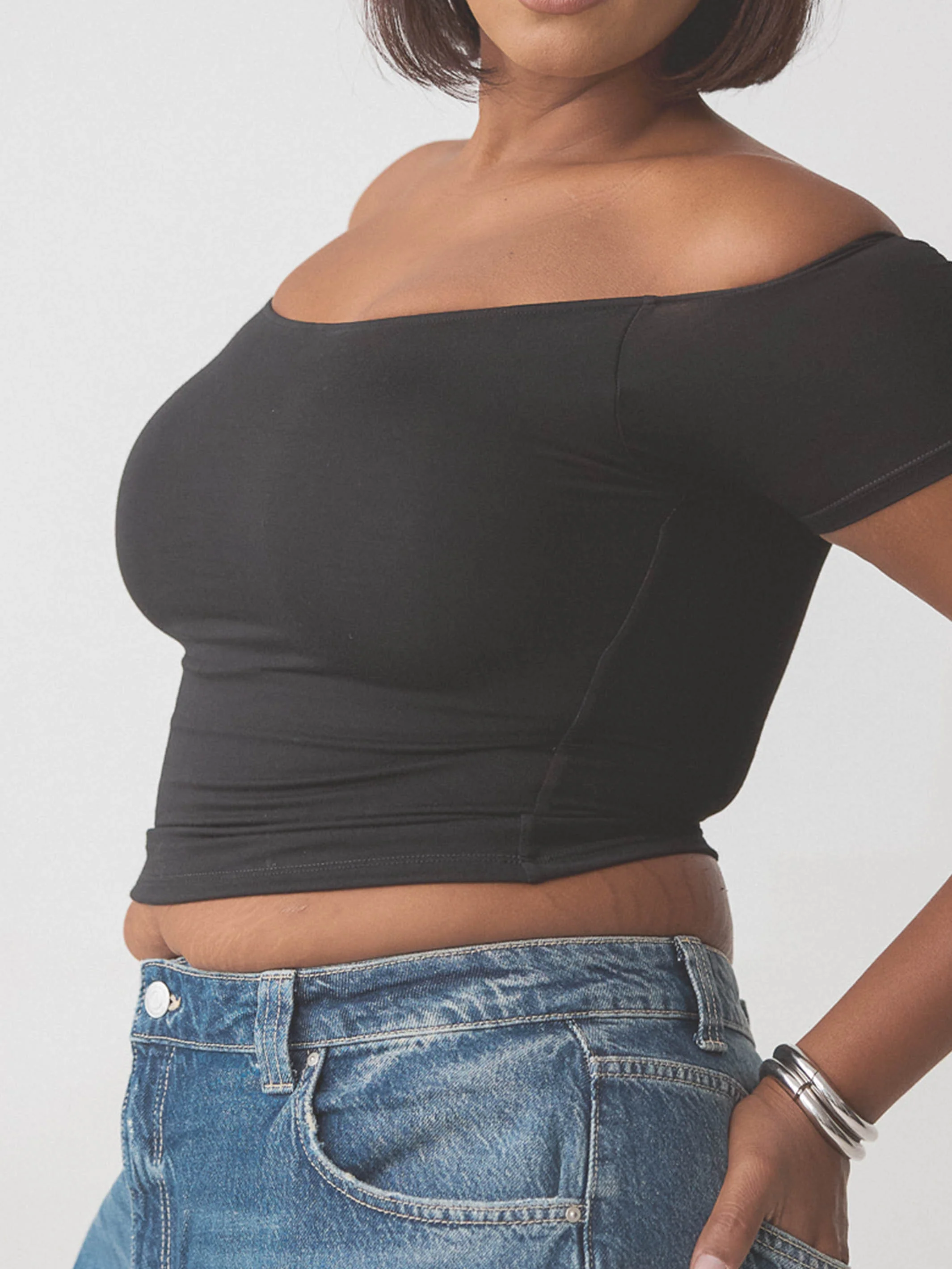 Braless Off The Shoulder Short Sleeve Brami - Image 17