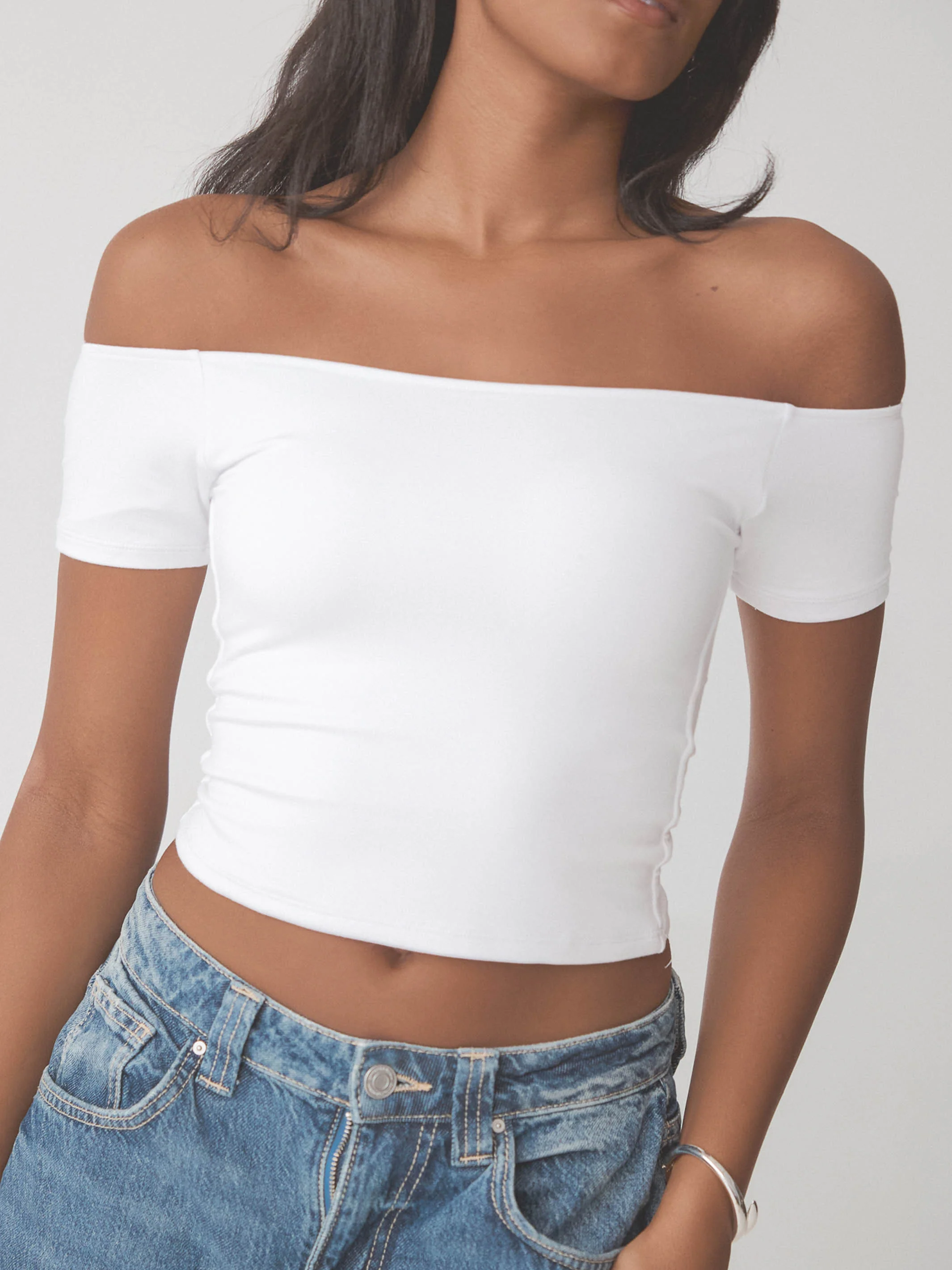 Braless Off The Shoulder Short Sleeve Brami - Image 4