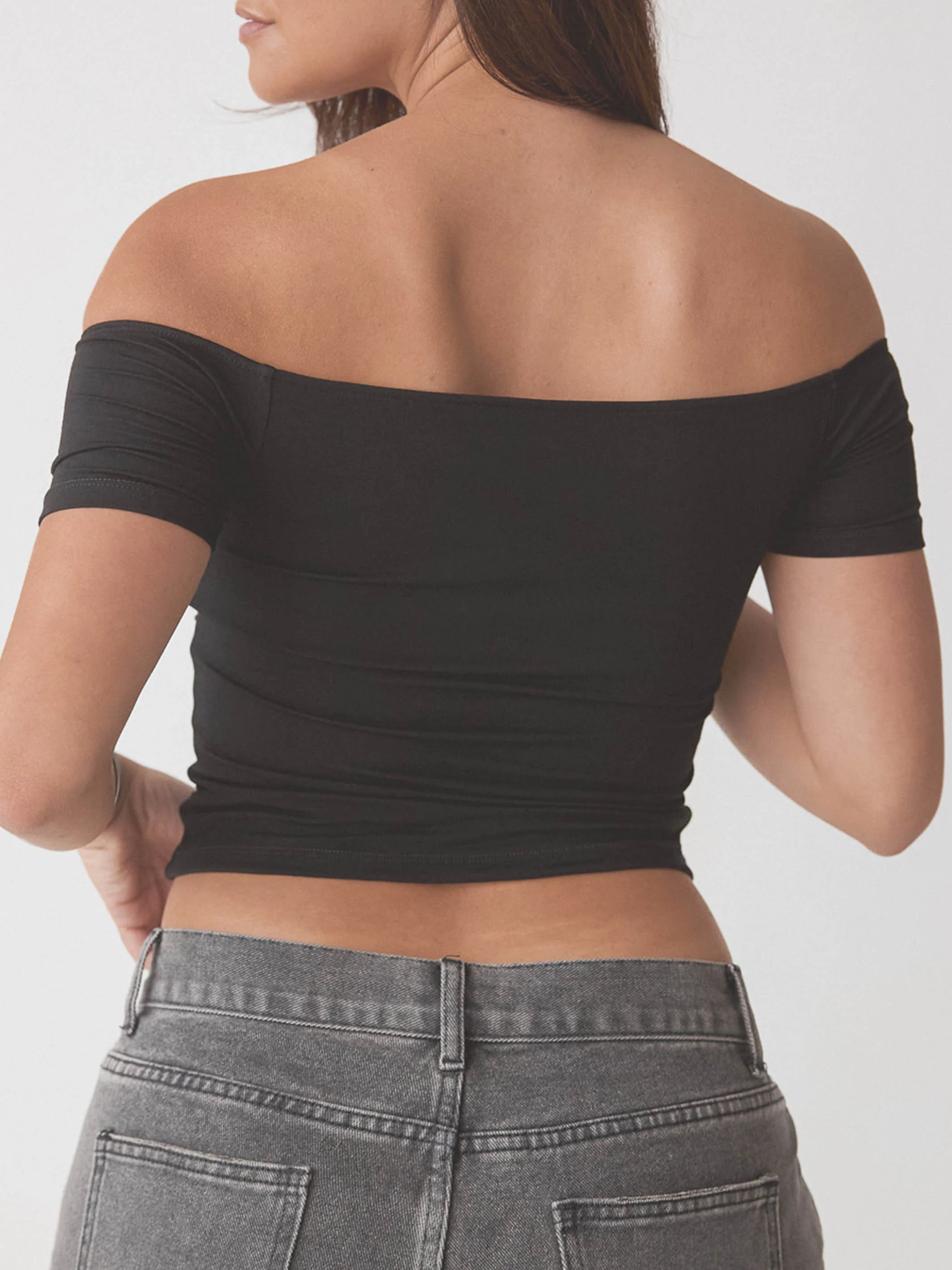 Braless Off The Shoulder Short Sleeve Brami - Image 9