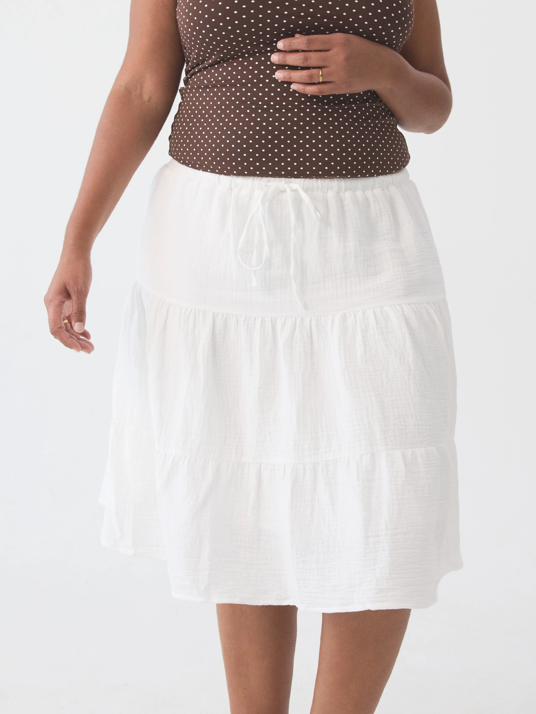 Tiered Cotton Midi Skirt - Image 3