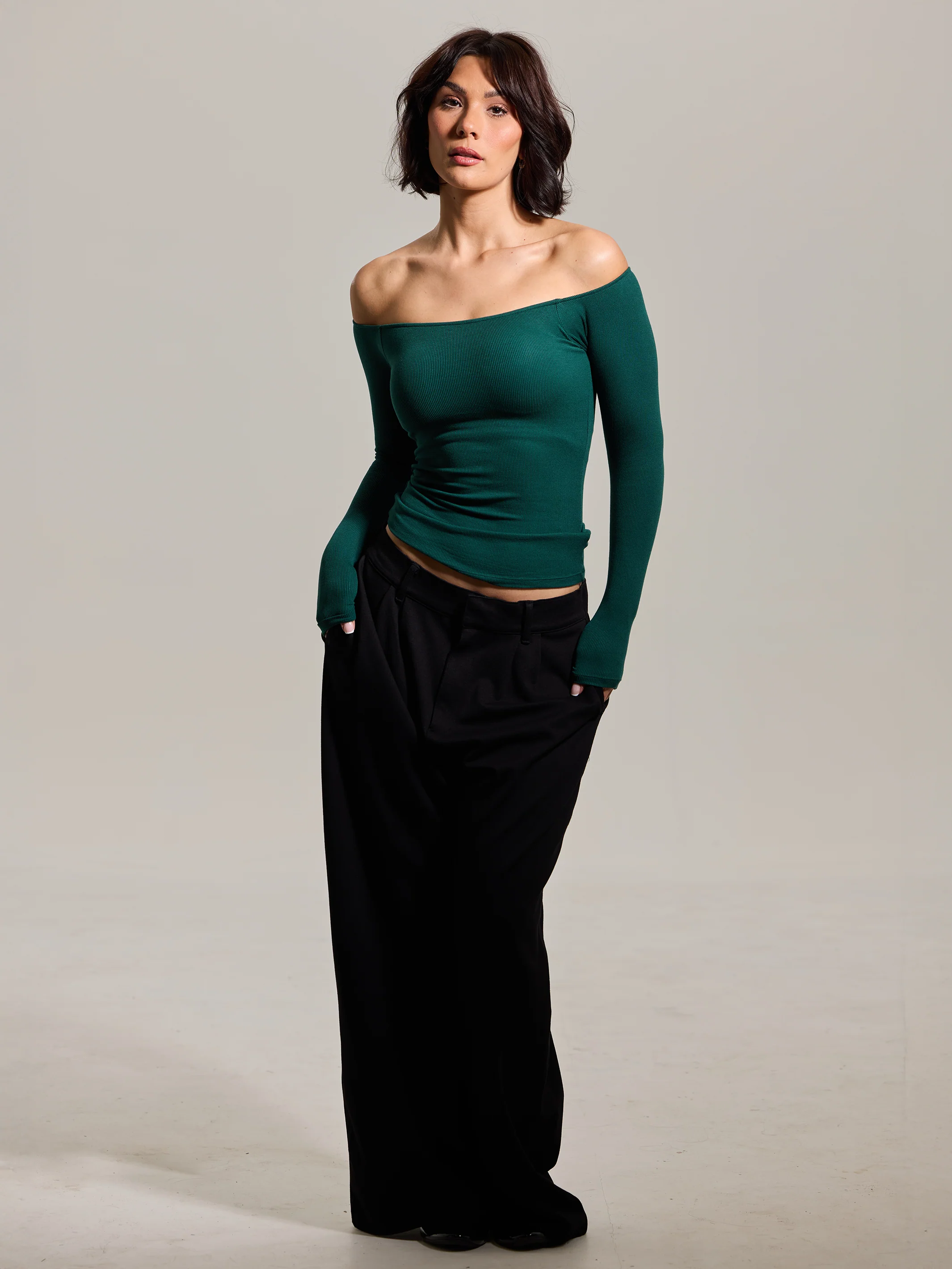 Ribbed Off The Shoulder Brami - Image 38