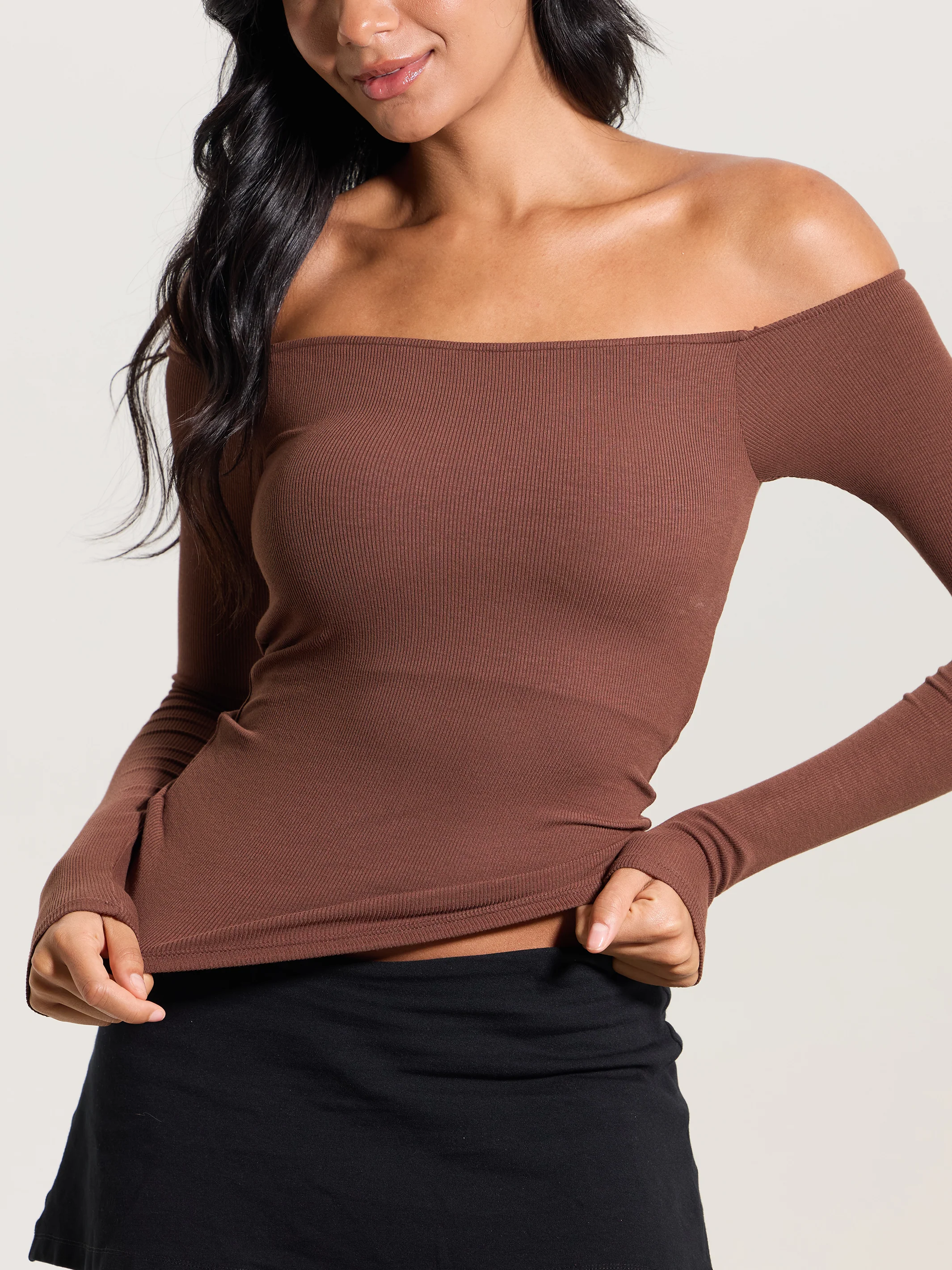 Ribbed Off The Shoulder Brami - Image 9