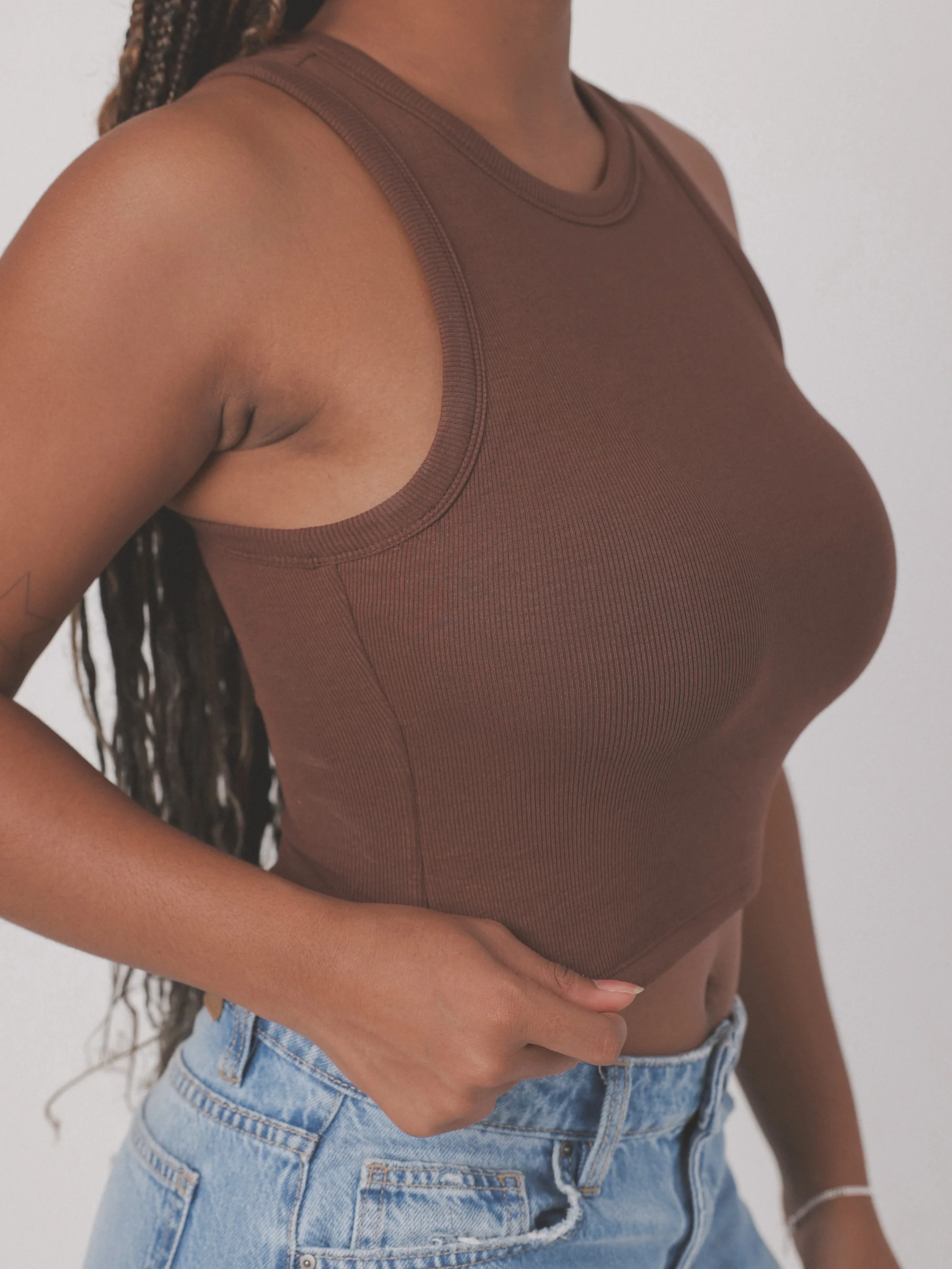 Chunky Binding Ribbed High Neck Brami (Crop) - Image 4